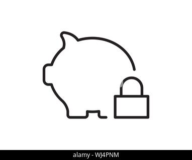 Secure Piggy Bank Savings Lock Finance Icon Vector Stock Vector