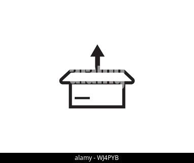 Unpacking thin line icon box with up arrow vector image Stock Vector