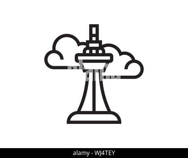 Observation Tower Landmark Architecture City Icon Design Stock Vector