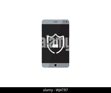 Mobile Security Shield Lock Protection Smartphone Icon Stock Vector