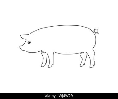 Pig Livestock Farm Animal Outline Icon for Agriculture Concept Stock Vector