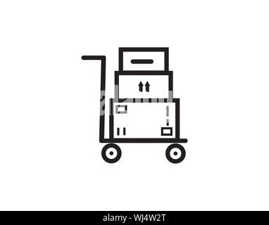 Delivery Hand Truck With Boxes Logistics Transport Icon Illustration Stock Vector