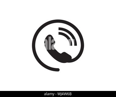 Minimalist Phone Call Icon in Circle – Black Communication Symbol Vector Stock Vector