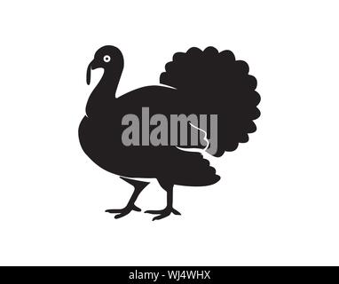 Silhouette of Turkey Bird Icon Vector Stock Vector