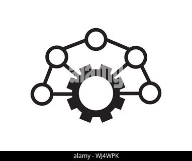 Gear and Network Connection Icon Vector Stock Vector
