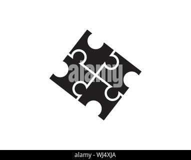 Interlocked Puzzle Pieces Icon Representing Collaboration or Solutions Stock Vector