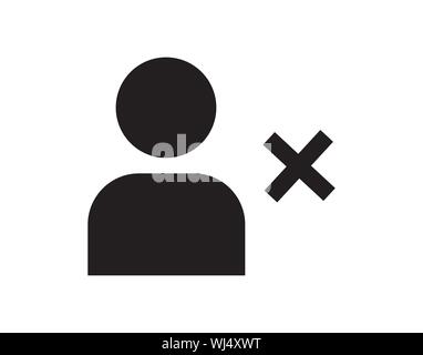 Remove User Icon with Cross Mark for Account or Profile Deletion Stock Vector