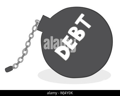 Vector illustration debt concept, chains and lock. Hand drawn. Colored outlines. Stock Vector