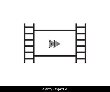 Video Fast Forward Icon with Film Strip Frame and Arrow Stock Vector
