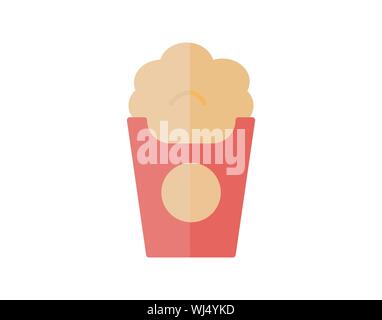 Flat Popcorn Icon in Red Box for Cinema or Snack Themes Stock Vector