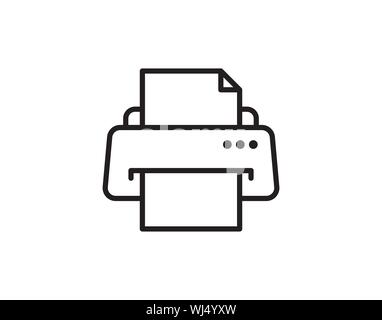 Outline Printer Icon with Paper Sheet Vector Symbol Stock Vector