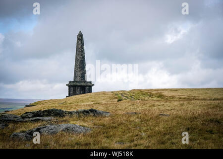 Stoodley Pike, on the Pennine way, Calderdale, stands above the towns of Hedbden Bridge and Todmorden in Calderdale, West Yorkshire, England. Stock Photo