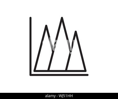 Mountain Line Chart Icon Representing Business Growth or Statistics Stock Vector