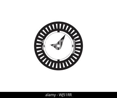 Circular Timer or Dial Icon with Tick Marks and Indicator Needle Stock Vector