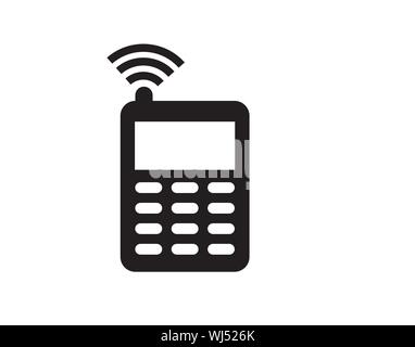 Wireless POS Terminal Icon with Signal Wave Stock Vector