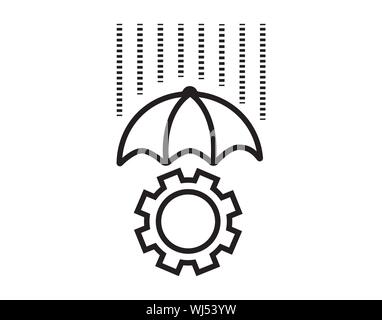 Umbrella And Gear Protection Concept Line Icon Stock Vector