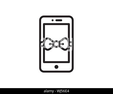 Smartphone gift bow icon for special offers and promotions Stock Vector