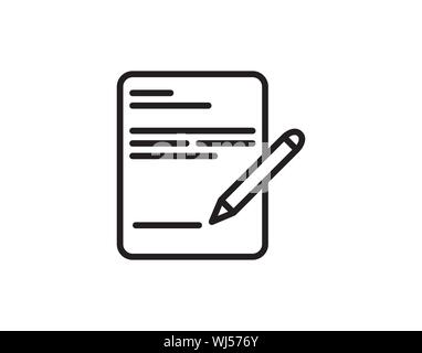 Document and pen icon for form editing and written content creation Stock Vector