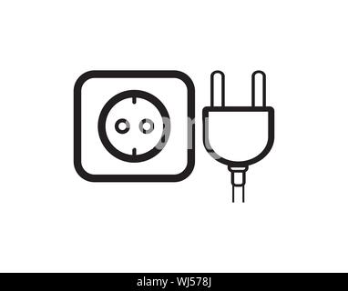 Electrical power socket and plug icon for energy connection and charging supply Stock Vector