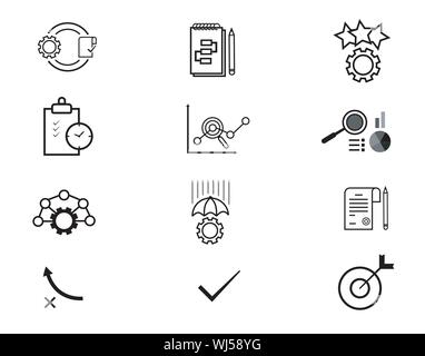 Business process workflow icons set for management and operations system Stock Vector