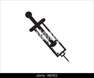 Medical syringe injection icon for vaccination and healthcare treatment vector symbol Stock Vector