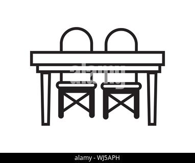 Dining table with chairs icon for restaurant interior and home furniture symbol Stock Vector