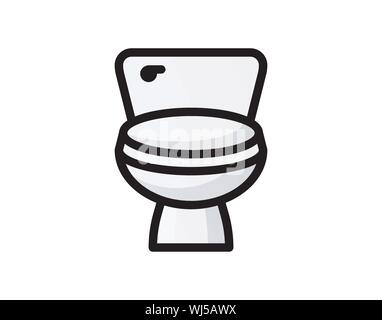 Toilet bowl icon for bathroom sanitation and restroom facility, flat vector Stock Vector