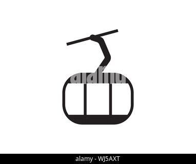 Funicular ski cable lift line icon vector image Stock Vector