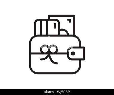 Outline Wallet icon isolated on white background. Line cash symbol for website design, mobile application, ui. Stock Vector