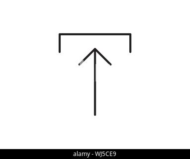Upload arrow icon for data transfer and file submission, minimal black vector symbol Stock Vector