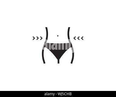 Slim waist body shaping icon for fitness and weight loss concept, black vector silhouette Stock Vector