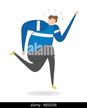 Vector illustration man running. Hand drawn. Colored outlines. Stock Vector