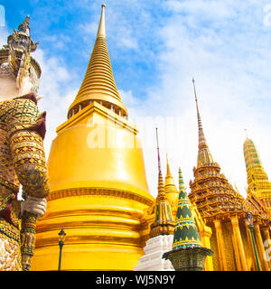 The Wat Phra Kaew, Temple of the Emerald Buddha, full official name Wat Phra Si Rattana Satsadaram, is regarded as the most sacred Buddhist temple (wa Stock Photo