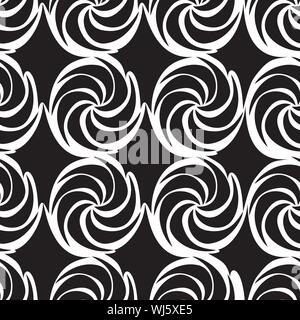 Vector monochrome decorative continuous background using wavy lines, curves and circles. Composition can be used as wallpaper. Stock Vector
