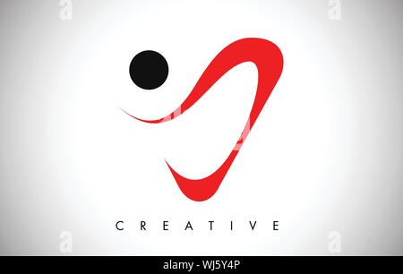 Black And Red Creative E Letter Logo Design with Swoosh Icon Vector ...