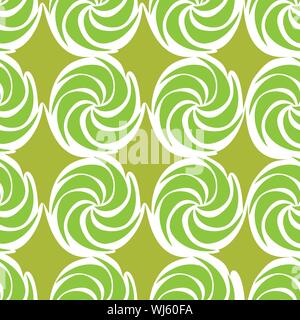 green Vector decorative continuous background using wavy lines, curves and circles. Composition can be used as wallpaper. Stock Vector