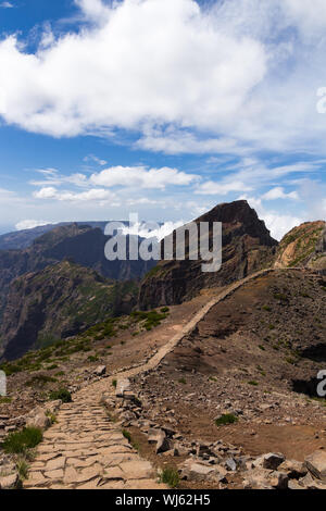 Landscape between Pico do Arieiro and Pico Ruivo footpath, Madeira island, Portugal Stock Photo