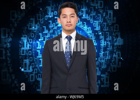 Composite image of shiny spiral of binary code Stock Photo