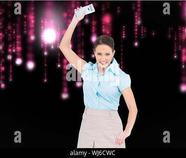 Composite image of furious classy businesswoman throwing her calculator Stock Photo