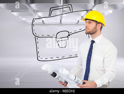 Composite image of thoughtful young architect posing Stock Photo