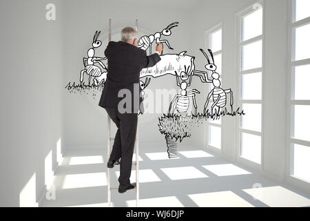 Composite image of mature businessman climbing career ladder Stock Photo