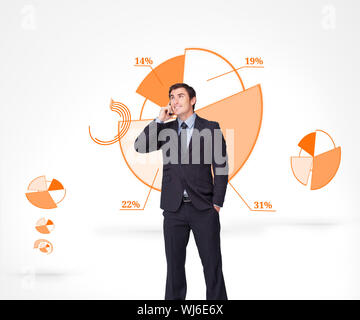 Composite image of happy attractive businessman phoning Stock Photo