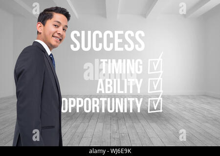 Composite image of success checklist written on room background Stock Photo
