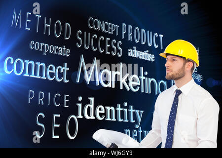 Composite image of thoughtful young architect posing Stock Photo