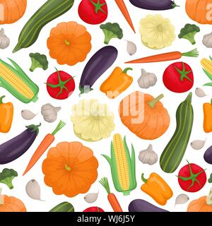 Seamless pattern with autumn vegetables. Harvest. Flat vector background. Stock Vector