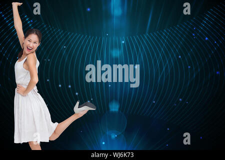Composite image of happy and classy brunette posing Stock Photo