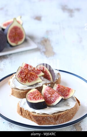 Sandwich with cheese and fig,honey Stock Photo