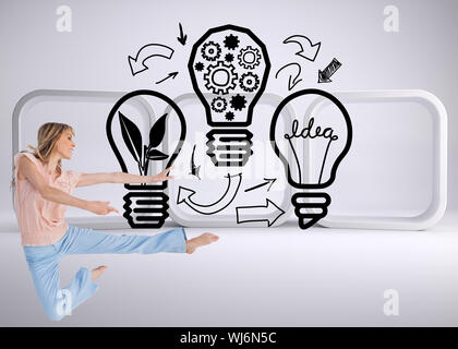 Composite image of woman doing dance pose Stock Photo