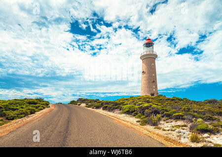 Cape Du Couedic lighthouse under beautiful sky on a day, Kangaroo Island, South Australia Stock Photo