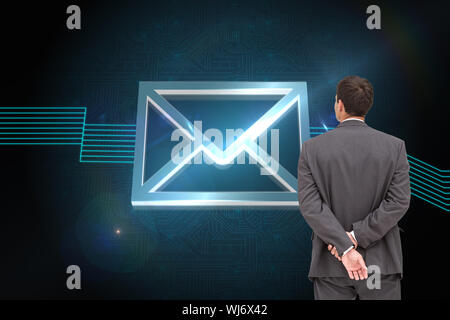 Composite image of rear view of classy businessman posing on white background Stock Photo